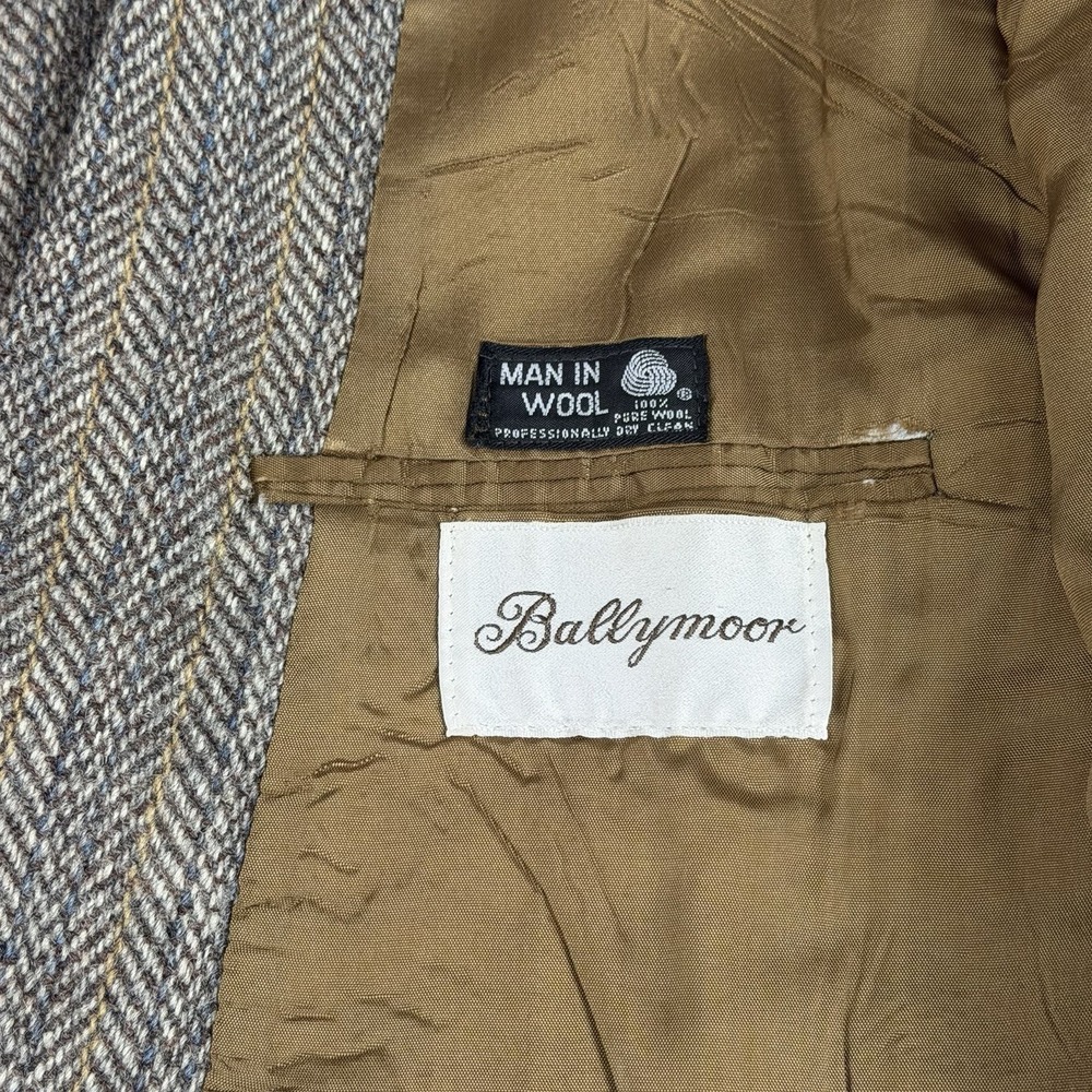 Vintage Ballymoore Harris Tweed Herringbone Wool Blazer Sport Coat 44R USA NOTE - Picture 9 of 12